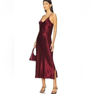 Enza Costa Bias Cut Slip Dress in Ruby